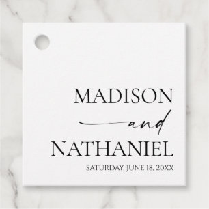 Modern Minimalist Elegant White Black Wedding Favour Tags