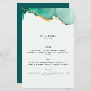 Modern Minimalist Emerald Gold Teal Beach Wedding