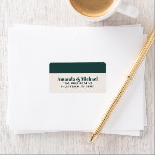 Modern Minimalist Emerald Green and Ecru Beige Label