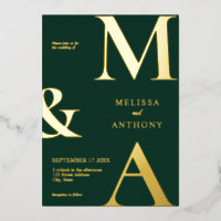 Modern Minimalist Emerald Green Monogram Wedding