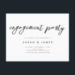Modern Minimalist Engagement Party Postcard<br><div class="desc">A simple modern engagement party invitation card. Personalise this minimalist black and white design to have your personal details and message.</div>