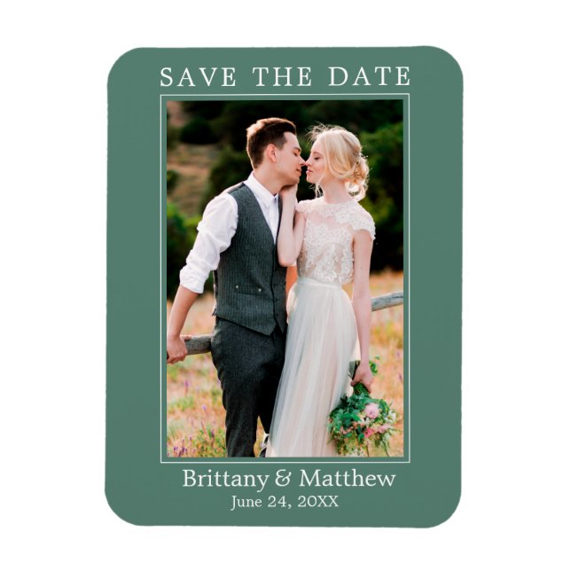 Modern Minimalist Eucalyptus Green Save the Date Magnet (Vertical)