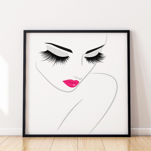 Modern Minimalist Eyelashes Pink Lip Chic Fashion  Poster (Creator Uploaded)