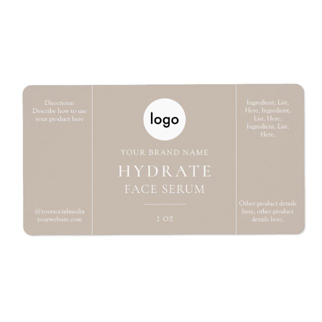 Modern Minimalist Face Serum Label (Front)