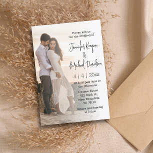 modern minimalist faded photo wedding  invitation