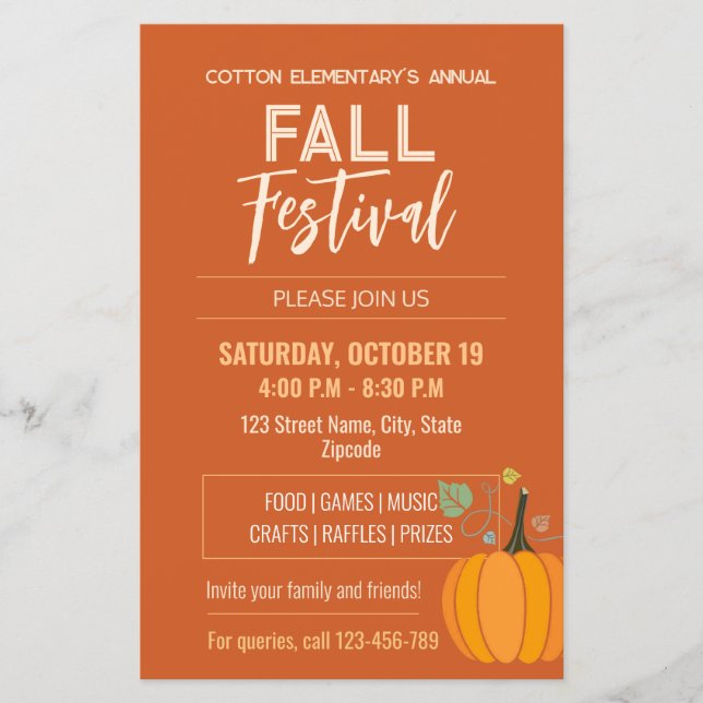 Modern Minimalist Fall Festival Flyer Paper (Front)
