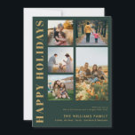 Modern Minimalist Family Photo Collage Holiday Card<br><div class="desc">Happy Holidays! Send your warm wishes to friends and family this Christmas season with a customisable photo collage Christmas card featuring simple modern typography. Personalise by adding your custom photos,  names,  year and other details. This minimal Christmas card is available in other colours and cardstock.</div>