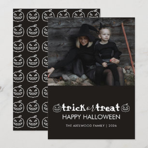 Modern Minimalist Family Photo Halloween Holiday Card