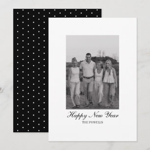 Modern Minimalist Family Photo Happy New Year Holiday Card