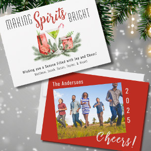 Modern Minimalist Family Photo Holiday Flat Card