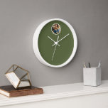 Modern Minimalist Family Photo Olive Green Clock<br><div class="desc">Modern Minimalist Family Photo Olive Green and White Home Office Kitchen Living Room Bathroom Clock</div>