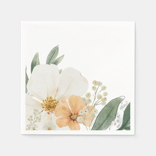 Modern Minimalist Farmhouse Floral Napkins (Front)