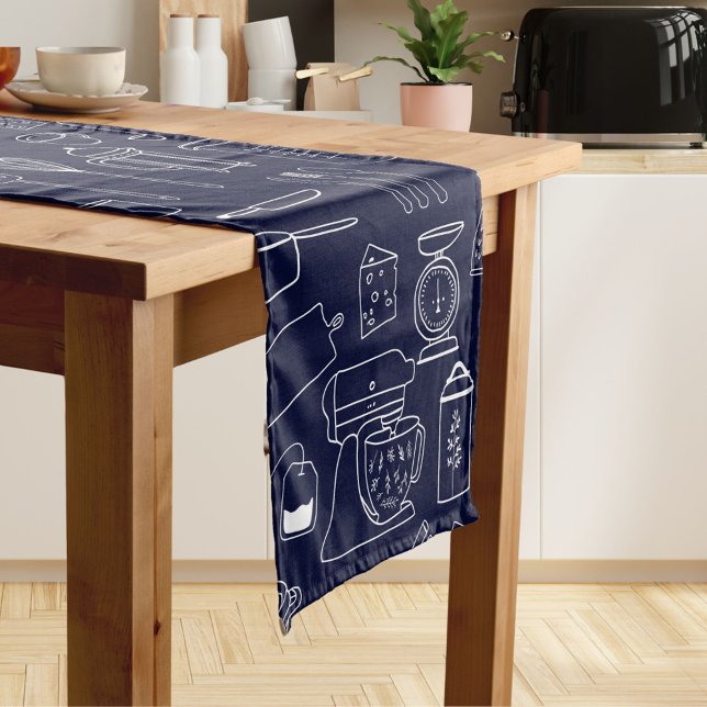Modern Minimalist Farmhouse Kitchen Utensils Short Table Runner (In situ)
