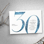 Modern minimalist faux blue glitter 30th birthday invitation<br><div class="desc">Modern minimalist 30th birthday party invitation features stylish faux blue glitter number 30 and your party details in classic serif font,   simple and elegant,  great surprise adult milestone birthday invitation.  
the background colour can be changed to any colour of your choice.</div>