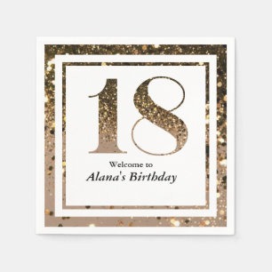 Modern minimalist faux gold glitter 18th birthday napkin