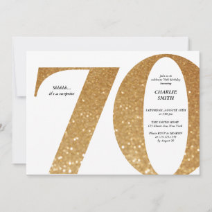 Modern minimalist faux gold glitter 70th birthday invitation
