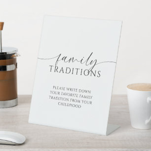 Modern Minimalist Favourite Family Traditions Game Pedestal Sign