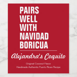 Modern Minimalist Festive Funny Coquito Bottle Wine Label