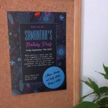 Modern Minimalist Floral Blue & Purple Pattern 