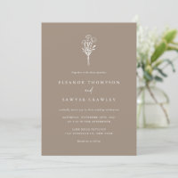 Modern Minimalist Floral Bouquet Taupe Wedding