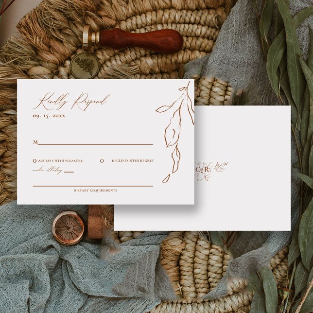 Modern Minimalist Floral Calligraphy Wedding RSVP Card (Creator Uploaded)