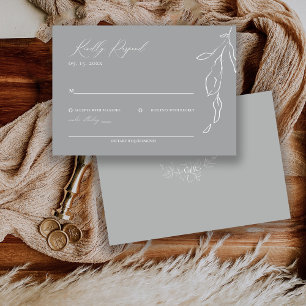 Modern Minimalist Floral Calligraphy Wedding RSVP Card