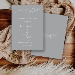 Modern Minimalist Floral Calligraphy Wedding Save The Date