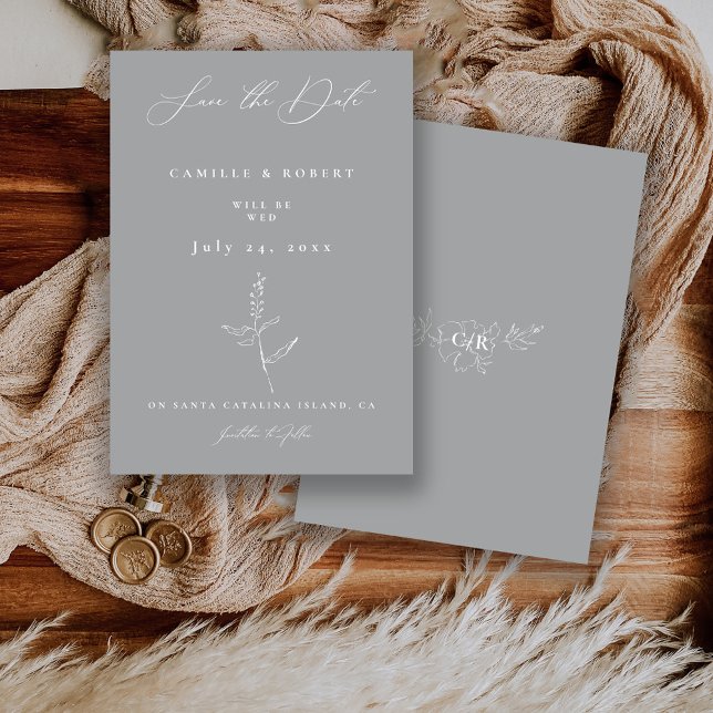 Modern Minimalist Floral Calligraphy Wedding Save The Date (Creator Uploaded)
