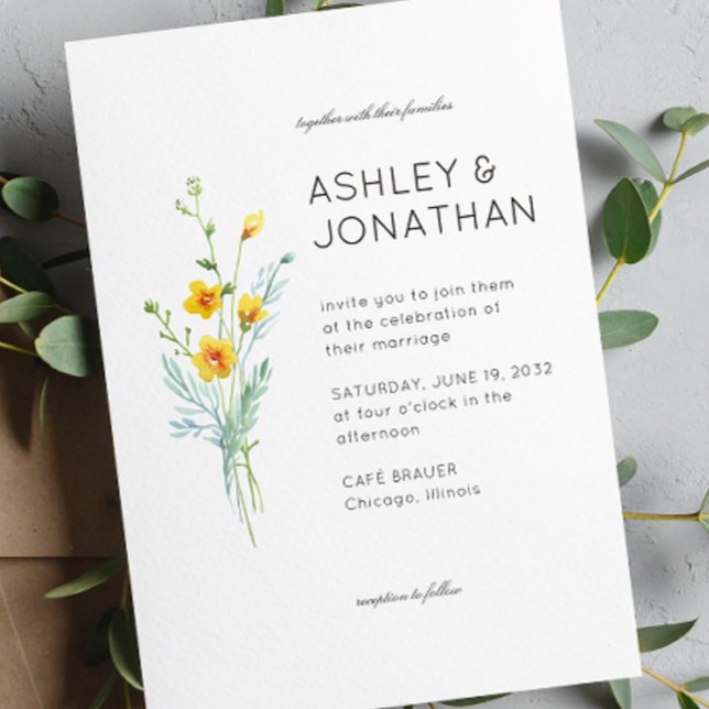 Modern Minimalist Floral Detail Wedding Invitation (Creator Uploaded)