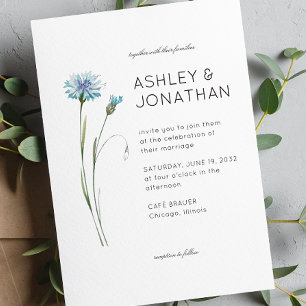 Modern Minimalist Floral Detail Wedding Invitation