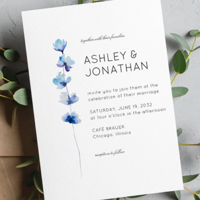 Modern Minimalist Floral Detail Wedding Invitation (Creator Uploaded)