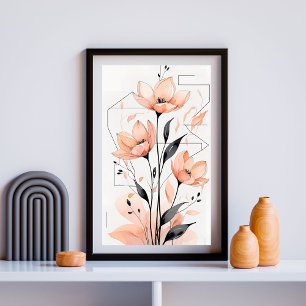Modern Minimalist Floral  – Peach Blossom VII Poster