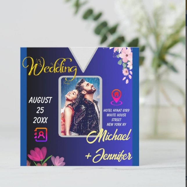 Modern Minimalist Floral Photo QR Code Wedding  Invitation (Creator Uploaded)