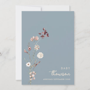 Modern Minimalist Floral Pregnancy Announcement