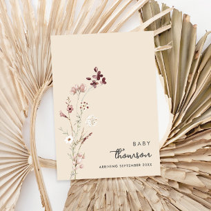 Modern Minimalist Floral Pregnancy Announcement