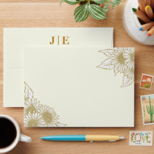 Modern Minimalist Floral Sunflower Return Address Envelope