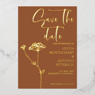 Modern Minimalist Floral Terracotta Save the date