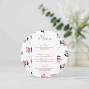 Modern Minimalist Floral Wedding Circle Table Menu