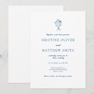 Modern Minimalist Floral Wedding Invitation