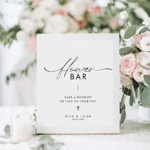 Modern Minimalist Flower Bar Wedding Sign