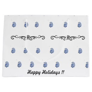 Modern minimalist flower print large gift bag