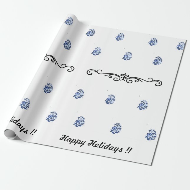 Modern minimalist flower print  wrapping paper (Unrolled)