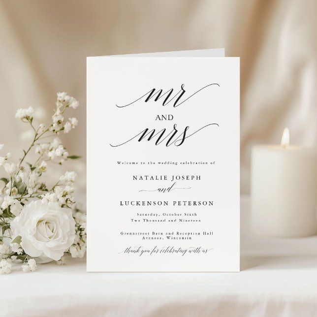 Modern Minimalist Folded Wedding Program Programme (Creator Uploaded)