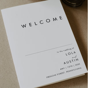 Modern Minimalist Folded Wedding Program Programme