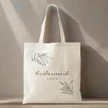 Modern Minimalist Foliage Bridesmaid Tote Bag<br><div class="desc">Custom-designed bridesmaid tote bag featuring modern black and white foliage line art design.</div>