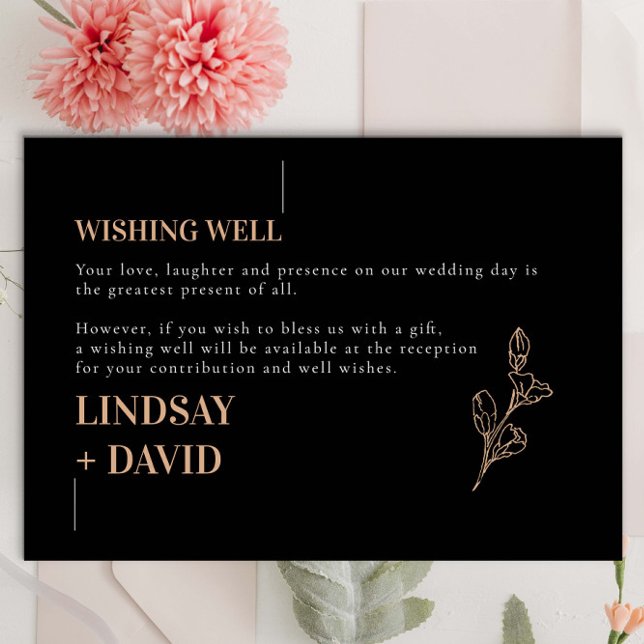 Modern Minimalist Foliage Charcoal Wishing Well Enclosure Card (Creator Uploaded)