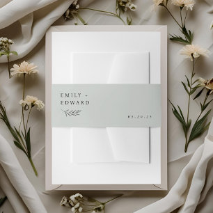 Modern Minimalist Foliage Soft Sage Wedding Invitation Belly Band