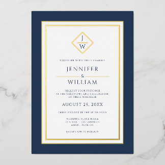 Modern Minimalist Formal Classic Initial Blue