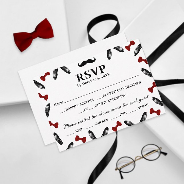 Modern Minimalist Formal Gentleman Baby Shower RSVP Card (Creator Uploaded)
