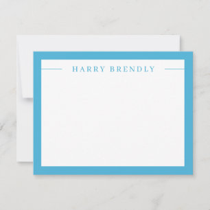 Modern Minimalist Frame Blue White Flat Note Card
